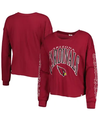 Women's '47 Brand Cardinal Arizona Cardinals Skyler Parkway Cropped Long Sleeve T-shirt