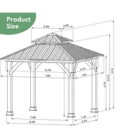10'x10' Outdoor Patio Hardtop Gazebo Double Steel Roof Solid Wood Frame
