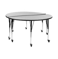 Emma+Oliver 2 Piece Mobile 60" Circle Collaborative Adjustable Activity Table Set