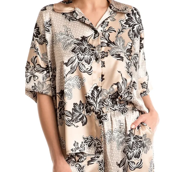Linea Donatella Women's 2-Pc. Kaoru Printed Satin Pajamas Set