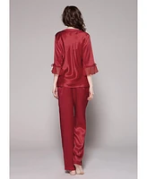 Lilysilk Women's 22 Momme Laced Silk Pajama Set