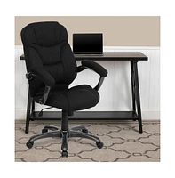 Emma+Oliver High Back Executive Ergonomic Office Chair With Silver Nylon Base And Arms