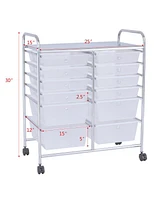 12 Drawer Rolling Storage Cart Scrapbook Paper Office School Organizer