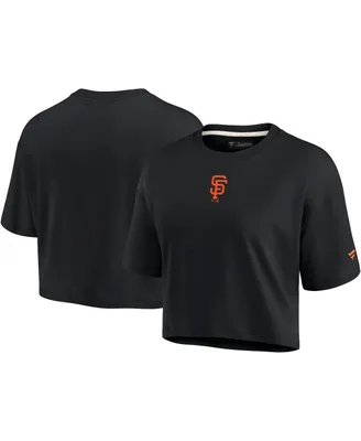 Women's Fanatics Signature Black San Francisco Giants Super Soft Short Sleeve Cropped T-shirt