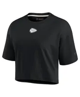 Women's Fanatics Signature Black Kansas City Chiefs Super Soft Short Sleeve Cropped T-shirt