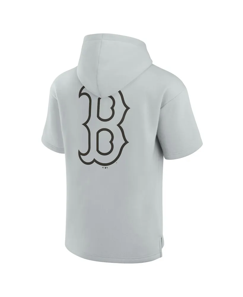 Men's and Women's Fanatics Signature Gray Boston Red Sox Super Soft Fleece Short Sleeve Hoodie