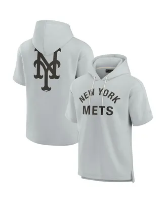 Men's and Women's Fanatics Signature Gray New York Mets Super Soft Fleece Short Sleeve Hoodie