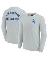 Men's and Women's Fanatics Signature Gray Los Angeles Dodgers Super Soft Long Sleeve T-shirt