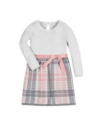 Hope & Henry Big Girls Long Sleeve Skater Sweater Dress with Bow