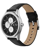 A|X Armani Exchange Men's Quartz Multifunction Black Leather Watch 42mm