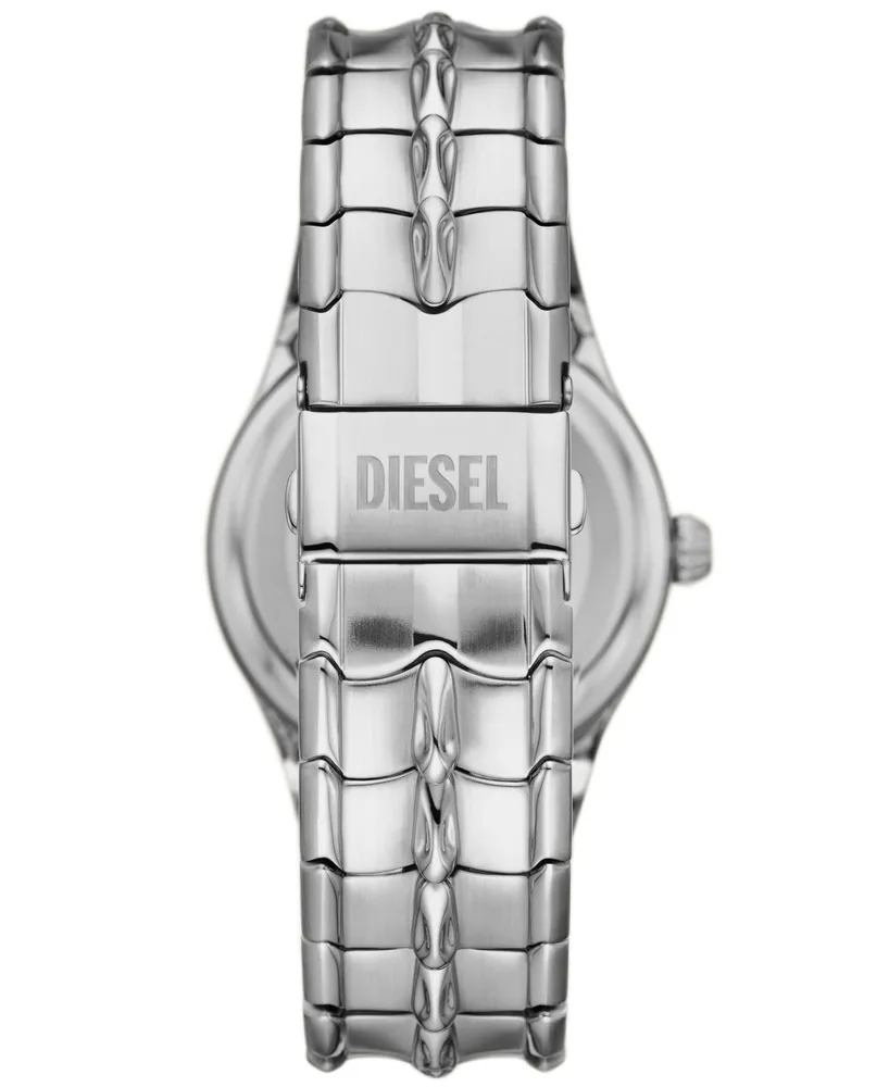 Diesel Men's Vert Quartz Three Hand Date Silver-Tone Stainless Steel Watch 44mm