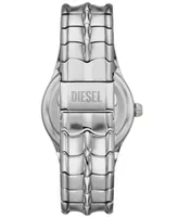 Diesel Men's Vert Quartz Three Hand Date Silver-Tone Stainless Steel Watch 44mm