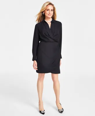 I.n.c. International Concepts Women's Collared Twist-Front Mini Dress, Created for Macy's