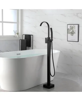 Simplie Fun Single Handle Floor Mounted Clawfoot Tub Faucet With Hand Shower