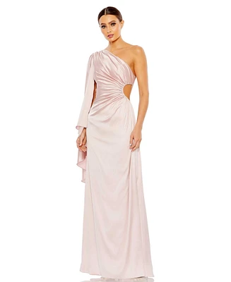 Women's Ieena One Shoulder Long Sleeve Draped Gown