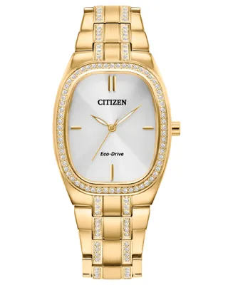 Citizen Eco-Drive Women's Crystal Gold-Tone Stainless Steel Bracelet Watch 28mm, Created for Macy's - Gold