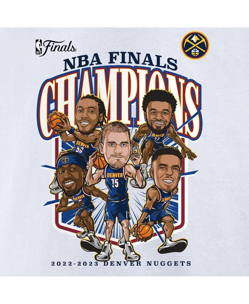 Men's Fanatics White Denver Nuggets 2023 Nba Finals Champions Windmill Team Caricature Big and Tall T-shirt