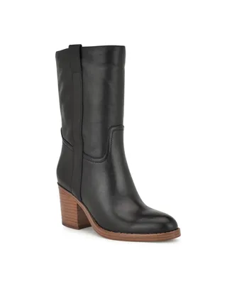 Nine West Women's Hess Almond Toe Block Heel Dress Boots