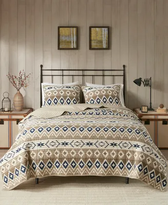 Woolrich Montana Printed Cotton Oversized 3 Piece Quilt Set, Full/Queen