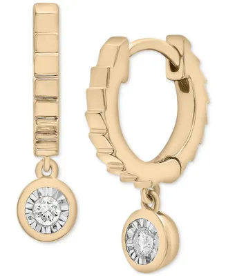Audrey by Aurate Diamond Dangle Textured Huggie Hoop Earrings (1/10 ct. t.w.) in Gold Vermeil, Created for Macy's