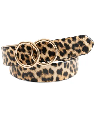 I.n.c. International Concepts Women's Double-Circle Leopard-Print Belt, Created for Macy's