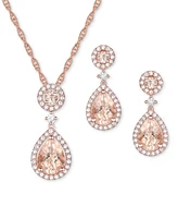 2-Pc. Set Sapphire (3-3/8 ct. t.w.) & Lab-Grown White Sapphire (3/4 ct. t.w.) Pendant Necklace & Matching Drop Earrings in Gold-Plated Sterling Silver