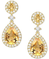 2-Pc. Set Sapphire (3-3/8 ct. t.w.) & Lab-Grown White (3/4 Pendant Necklace Matching Drop Earrings Gold-Plated Sterling Silver