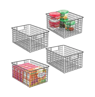 mDesign Metal Wire Food Organizer Basket with Built-In Handles, Small, 4 Pack