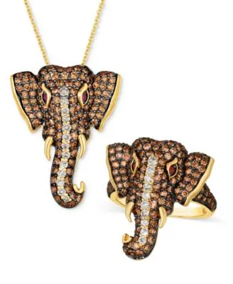 Le Vian Diamond Passion Ruby Accent Elephant Pendant Necklace Ring Collection In 14k Gold