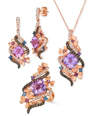 Le Vian Multi Gemstone Diamond Flower Swirl Jewelry Collection In 14k Rose Gold