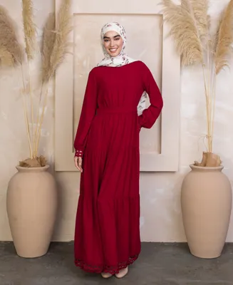 Urban Modesty Women's Lace-Trim Tiered Maxi Dress