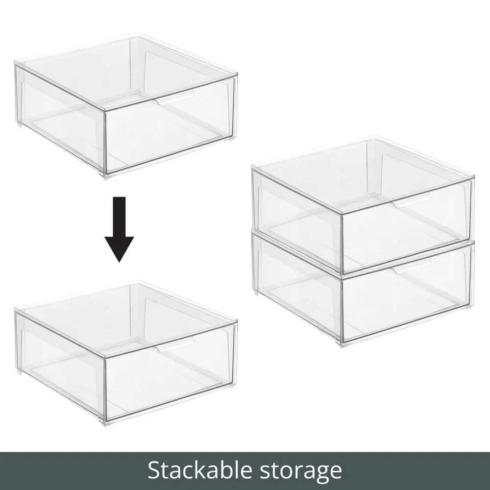 mDesign Plastic Stackable Bathroom Storage Organizer with