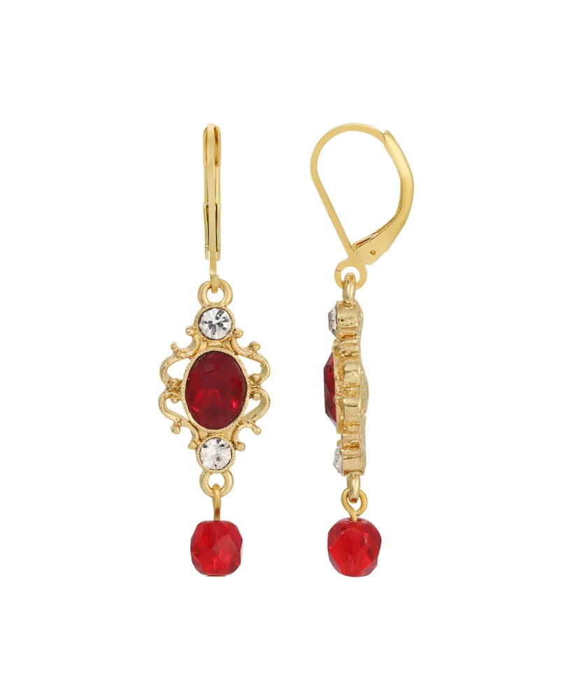 2028 Glass Crystal Red Drop Earrings