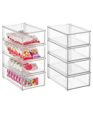 mDesign Stackable Kitchen Storage Bin Box with Pull-Out Drawer, XSmall - 8 Pack
