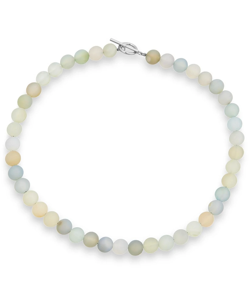 Bling Jewelry Plain Simple Very Light Aqua Multi Shades Natural Aquamarine Round 10MM Bead Strand Necklace Silver Plated Clasp