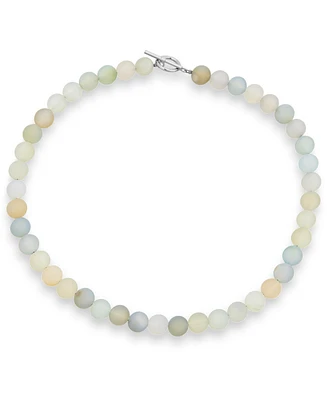 Bling Jewelry Plain Simple Very Light Aqua Multi Shades Natural Aquamarine Round 10MM Bead Strand Necklace Silver Plated Clasp
