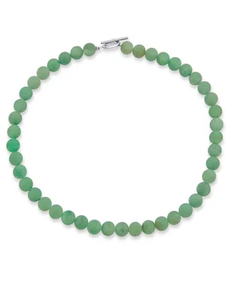 Bling Jewelry Plain Simple Smooth Western Jewelry Classic Matte Moss Green Aventurine Round 10MM Bead Strand Necklace Silver Plated Toggle Clasp In