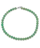 Bling Jewelry Plain Simple Smooth Classic Matte Moss Green Natural Aventurine Round 10MM Bead Strand Necklace Silver Plated Toggle Clasp Inch