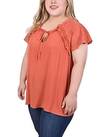 Ny Collection Plus Eyelet Sleeve Blouse