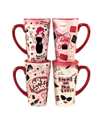 Certified International Lolita Divas on the Loose 4 Piece Latte Mug