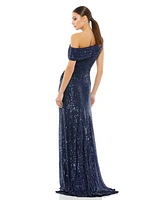 Mac Duggal Women's Ieena Sequined Drop Shoulder Gown