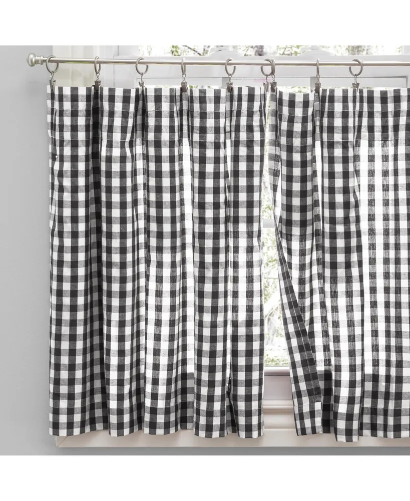 Ricardo Checkmate Tier Curtain Pair 70W x 36L - Black