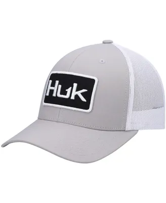 Men's Huk Gray Solid Trucker Snapback Hat
