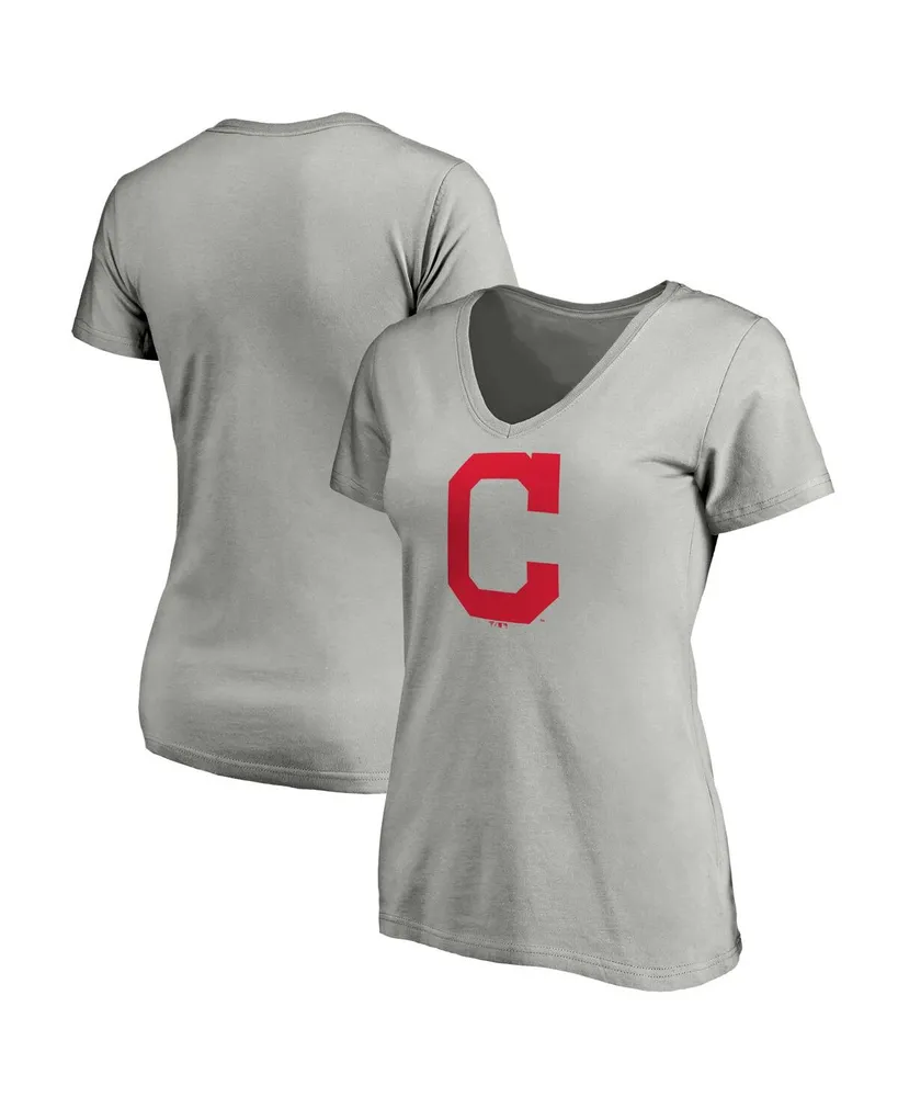 Women's Fanatics Branded Heathered Gray Milwaukee Brewers Core Official Logo V-Neck T-Shirt