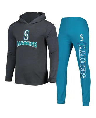 Men's Concepts Sport Heather Aqua, Charcoal Seattle Mariners Meter Hoodie and Joggers Set