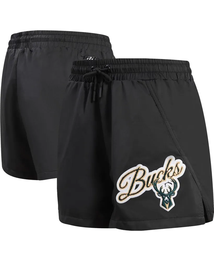 Women's Pro Standard Black Milwaukee Bucks Script Woven Shorts