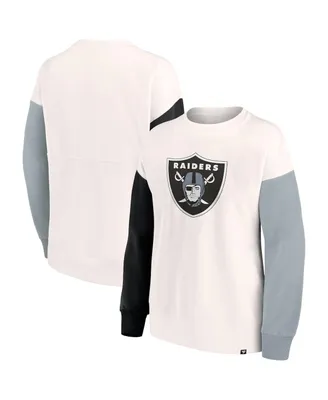 Women's Fanatics White Las Vegas Raiders Colorblock Primary Logo Pullover Sweatshirt