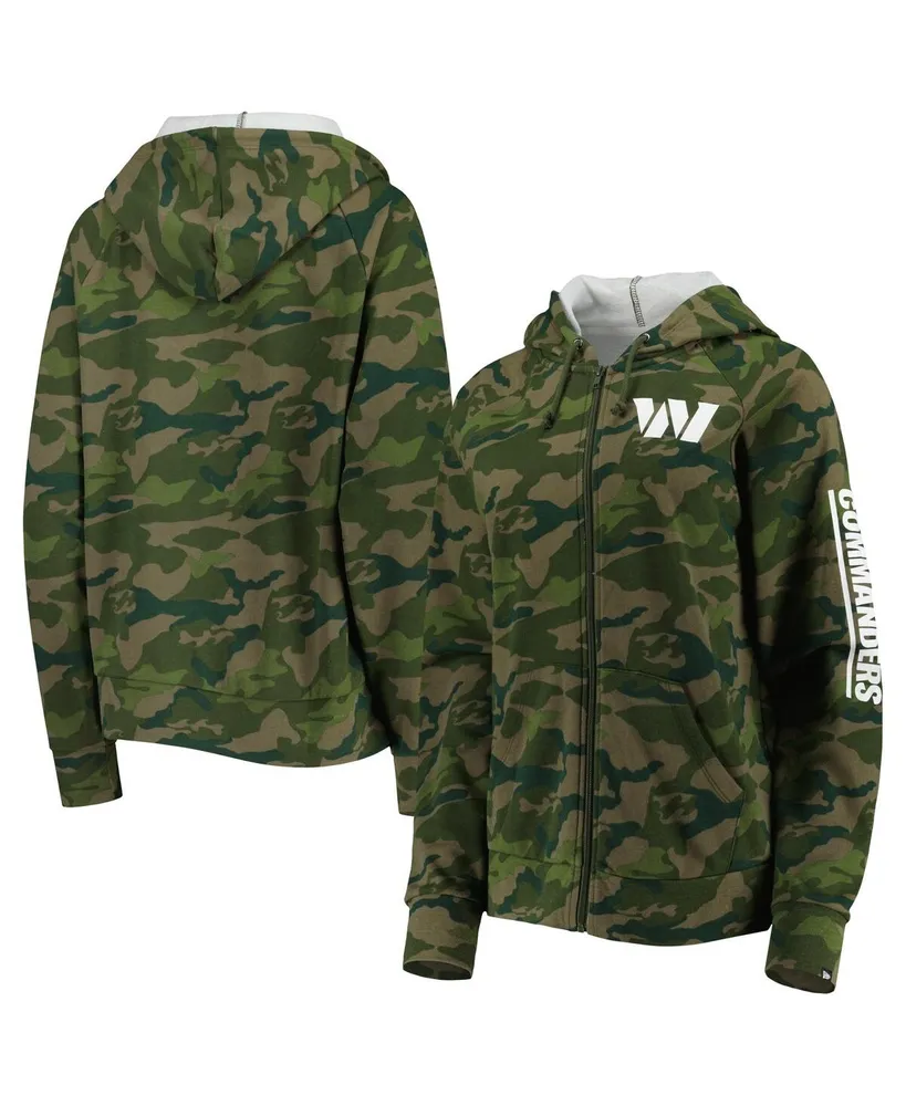 Women's New Era Camo Washington Commanders Raglan Full-Zip Hoodie