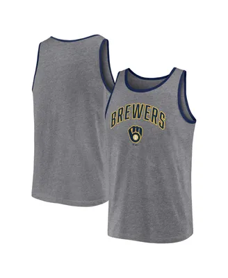 Men's Fanatics Heather Gray Milwaukee Brewers Primary Tank Top