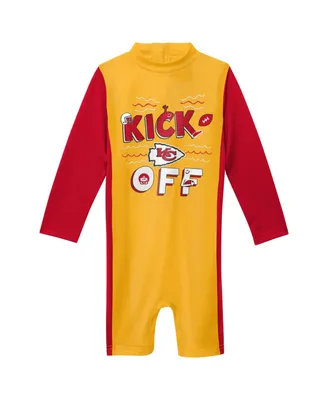 Toddler Boys and Girls Gold Kansas City Chiefs Wave Runner Long Sleeve Wetsuit